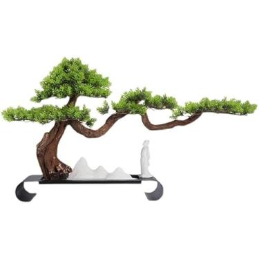 Imagem de Plantas Falsas Estilo Chinês Simulação Enfeites de Pinheiro Acolhedor Bonsai Planta Verde Hotel Sala de Estar Varanda Acessórios de Casa Artificial Interior