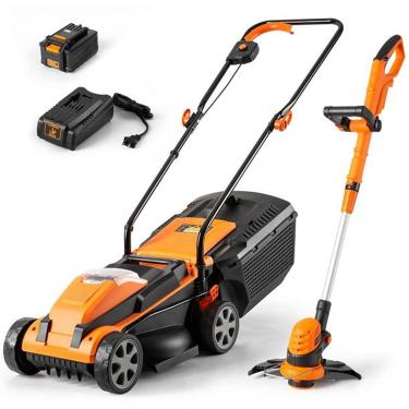 Imagem de Cortador de grama elétrico sem fio portátil, cortador de grama automotor, kit combinado de aparador de grama, 24V, 4,0Ah, bateria e carregador