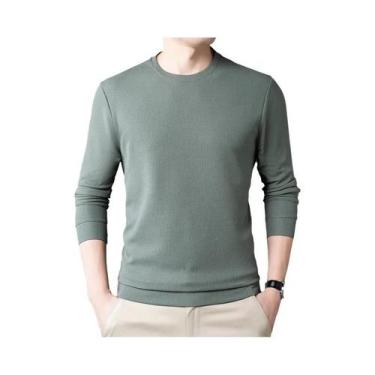 Imagem de Camiseta Masculina De Manga Longa Em Malha Waffle, Casual, Sólida, Com