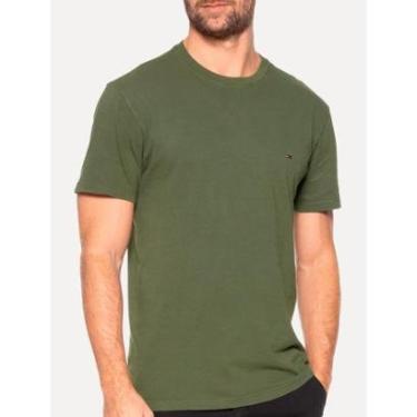 Imagem de Camiseta Tommy Jeans Masculina Regular Jersey C-Neck Flag Verde Militar-Masculino
