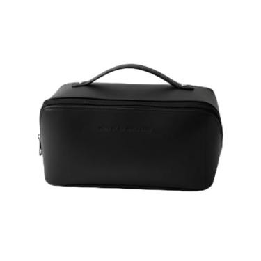 Imagem de Necessaire Feminina Organizadora de Maquiagem para Viagem com Compartimentos e Grande Capacidade (Preto)