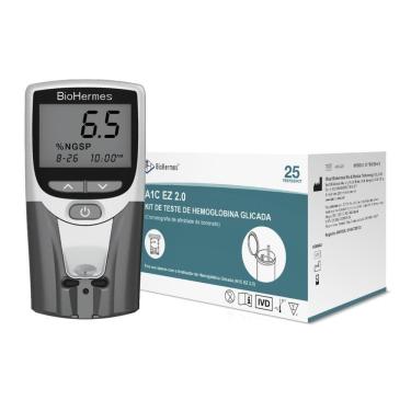 Imagem de Kit Analisador Hemoglobina Glicada + 25 Testes Hemoglobina G
