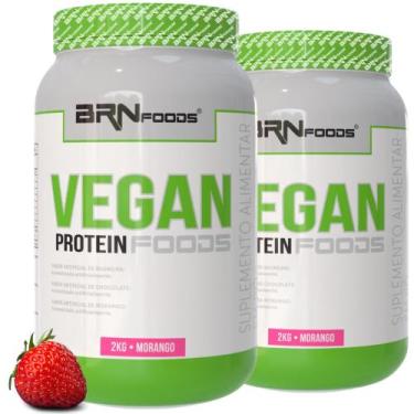 Imagem de Kit 2x Proteína Vegana  Vegan Protein 2Kg  BRN Foods, Morango