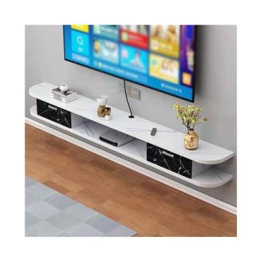 Imagem de CFGH6FDF Suporte de TV flutuante para armário de TV, console de mídia montado na parede de 188 cm com armazenamento para quarto, unidade de parede de mídia de sala de estar (branco, grande)