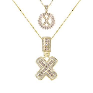 Imagem de Colar com letras, banhado a ouro 14 k, colares delicados, modernos e grossos e personalizados, pingente de círculo, círculo, zircônia, letras, nome, joias, presentes para mulheres, zircônia, corrente