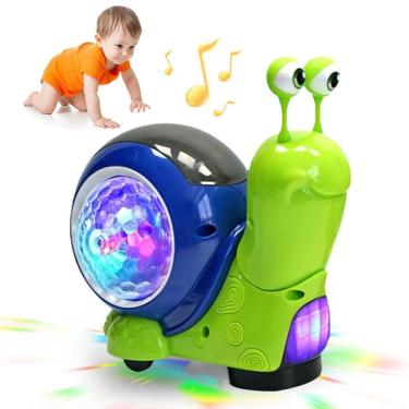 Imagem de Brinquedo Crawling Snail, luminoso com luz, música para bebês, verde