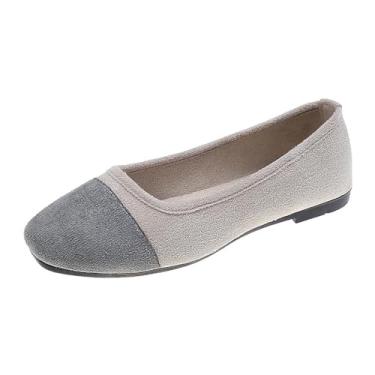 Imagem de Tênis feminino casual color block com boca rasa e bico redondo, cabedal macio, tamanho grande para uso versátil, Cinza escuro, 38