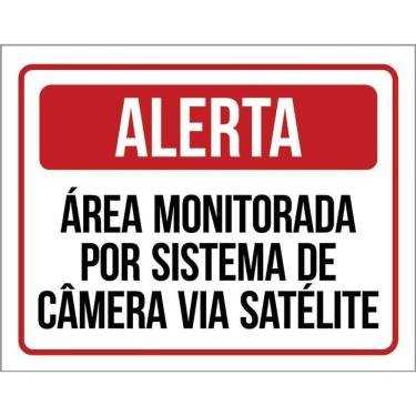 Imagem de Kit 3 Placas Alerta Área Monitorada Sistema Câmera Satelite