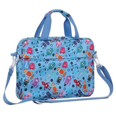Imagem de Topevoeon Bolsa infantil para tablet com alça de ombro de 33 cm linda bolsa de transporte para tablet de dinossauro para meninos e meninas, Azul, 13 INCH