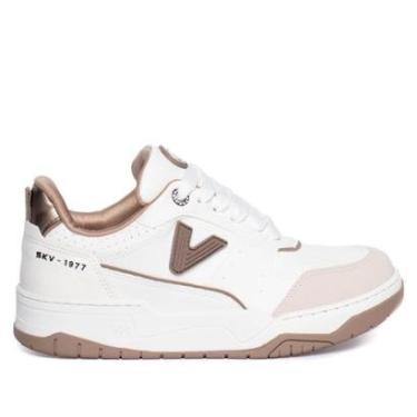 Imagem de Tênis Feminino Via Marte Casual Recortes Branco/Marrom-Feminino