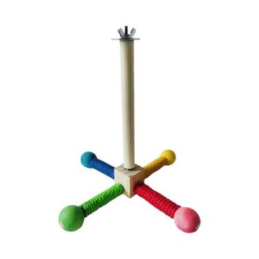 Imagem de Brinquedo Interativo De Madeira Para Papagaio Com Balanço, Suporte Par