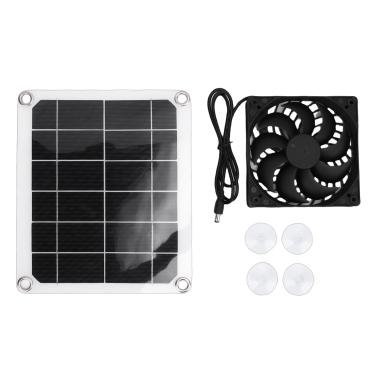 Imagem de TOPINCN Kit de Exaustor Solar, Conjunto de Ventilador de Painel Solar de 7 W Com Material ABS, Ventilador Portátil Externo para Casa de Animais de Estimação Galinheiro Estufa Galpão