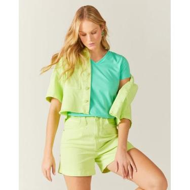 Imagem de Blusa Básica Feminina Decote V Em Algodão - Malwee, Verde, M