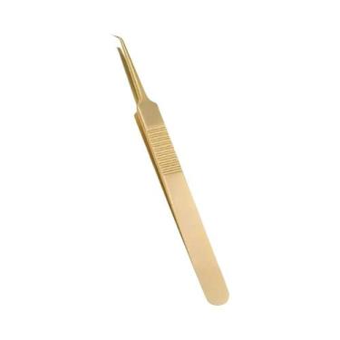 Imagem de Pinça De Extensão De Cílios Em Aço Inoxidável Dourado, Ferramenta Prof