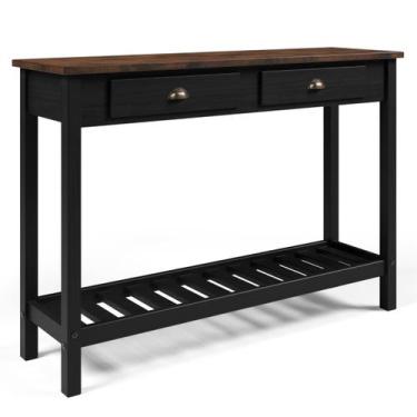 Imagem de Aparador de Madeira Maciça com 2 Gavetas Preto - Pense Dentro da Caixa