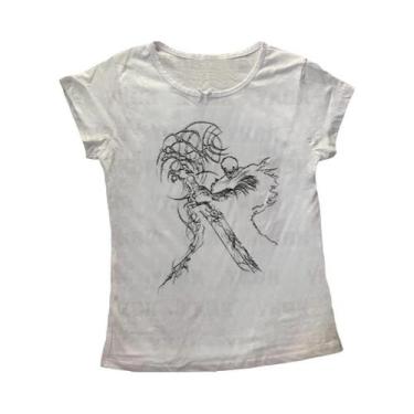 Imagem de Camiseta Feminina Gótica Retrô Anos 90 Emo Com Estampa Anime Y2K Vinta