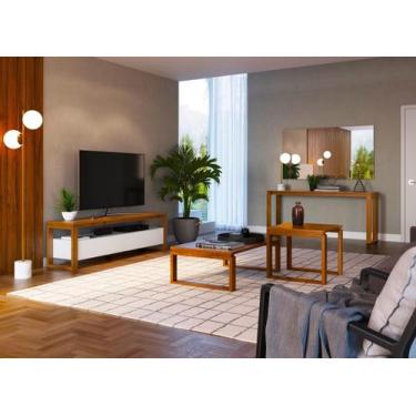 Imagem de Aparador Craft com Vidro 120cm Pés em Madeira Maciça Garapa - P&C Arte