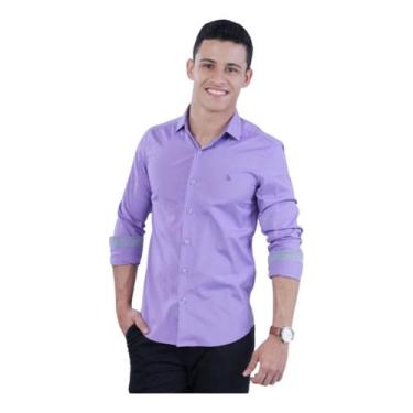 Imagem de Camisa Social Slim Manga Longa Lisa Sem Bolso  Amil 1766, Roxo, 3