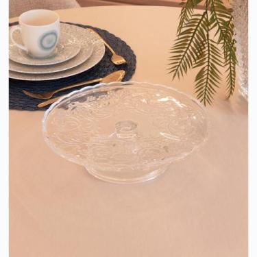 Imagem de Prato para Bolo com Pé Daisy 28,5cm x 28,5cm x 8cm Cristal - Wolff