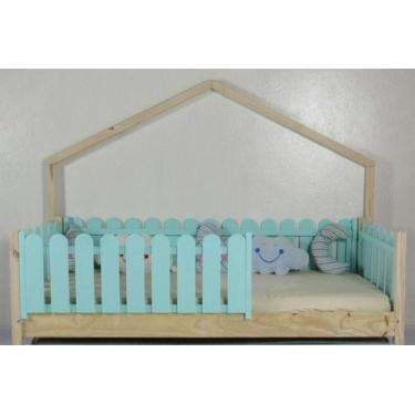 Imagem de Cama Montessoriana Solteiro Base Moldura Colorida Madeira Maciça Pinus