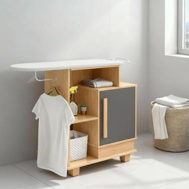 Imagem de Tábua de Passar Havaí com 1 Porta 2 Nichos e Suporte para Ferro e Cabi