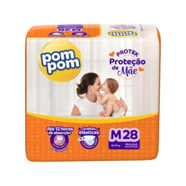 Imagem de Fralda descartável infantil pompom derma protek nova m/28 4 a 9 kg - P