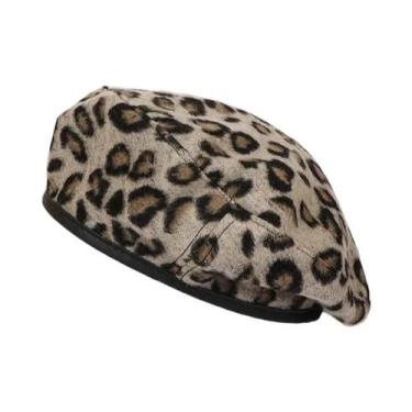 Imagem de Boina Feminina Com Estampa De Leopardo, Chapéu Retro Estilo Pintor Jap