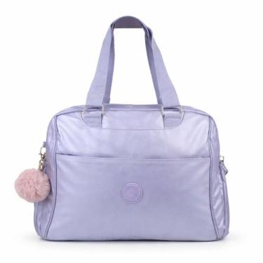 Imagem de Bolsa Mala de Mão Feminina Grande Metalizada com Alça Viagem Academia 