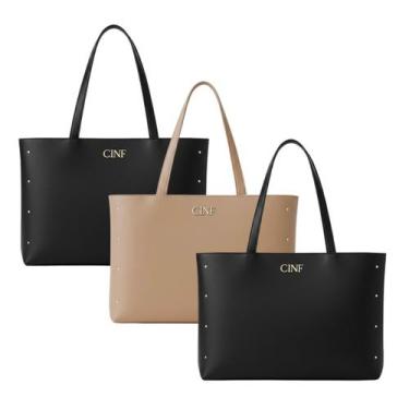 Imagem de Bolsa Feminina Sacola Grande Kit Com 3 Peças Universitária De Ombro - 