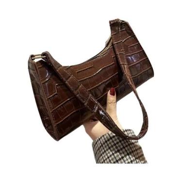 Imagem de Bolsa Feminina Retrô Pequena - Estilo Jacaré em PU - Bolsa de Ombro e 