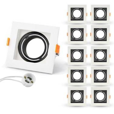 Imagem de Kit 10 Spots Recuado Embutir Led Mr16 Gu10 Quadrado Luminária Teto Sal