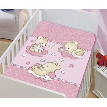 Imagem de Cobertor Bebê Le Petit Ursinho Na Nuvem Rosa/CD Colibri