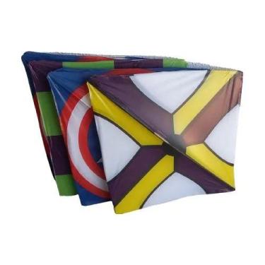 Imagem de Pipa Flexinha De Plastico 35x35cm C/ 10 Uni + 10 Mts Rabiola Cor:Multi