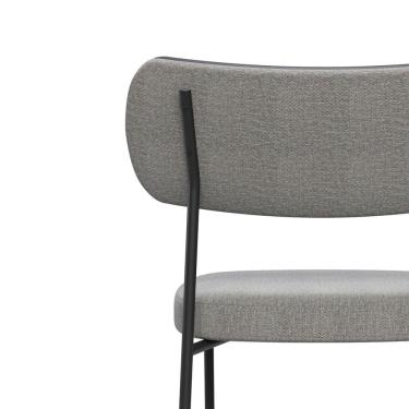 Imagem de Kit 6 Cadeiras de Jantar Lia Estrutura em Aço Carbono com Couríssimo e Linho Preto - Linho Cinza