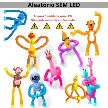 Imagem de Brinquedo Infantil Girafa Pop Tubo com Ventosa Que Estimula Sentidos e Coordenação com Luz Amarelo OEM
