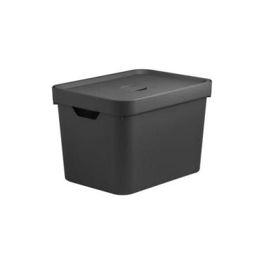 Imagem de Caixa organizadora Ou 18L com tampa Linha Cube, Preto
