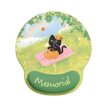 Imagem de Mouse Pad Cute Black Cat com suporte de pulso 18,8 x 22,7 cm - Yiweisa