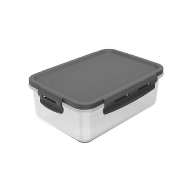 Imagem de Pote organizador de geladeira retangular Ou 1280ml Linha Click, Chumbo