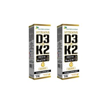 Imagem de Kit 2x Vitamina D3 2000ui + Vitamina K2 2x20ml Laranja Flora-Unissex