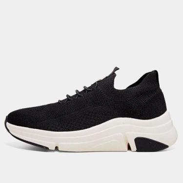 Imagem de Tênis Feminino Modare Malha Knit Original Macio Calce Fácil, 37, Preto