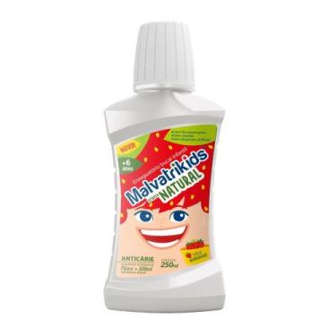 Imagem de Enxaguante Bucal Natural Morango Sem Álcool Infantil Malvatrikids 250m