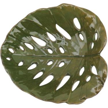 Imagem de ADORNO ENFEITE DECORATIVO 8x26x25cm CERÂMICA VERDE FOLHA