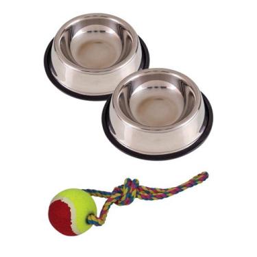 Imagem de Conjunto Comedouro Bebedouro Inox 1,6L Pet Brinquedo - Elo