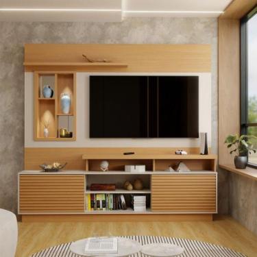 Imagem de Estante para TV Até 60 Polegadas Cine 2 Portas com Led Nature/Off Whit