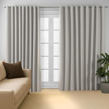 Imagem de Cortina Blackout Tecido Textura Linho Premium Vedação 100% 2,65x2,50m 