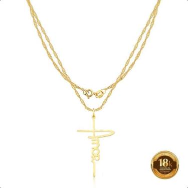 Imagem de Cordão Feminino Ouro 18k 45cm Com Pingente Amor - S.Demór Jóias