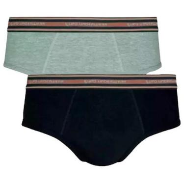 Imagem de Kit c/2 de Cueca Slip Algodão Adulto Lupo 524-088, GG, Preto, Cinza