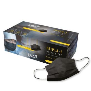 Imagem de Máscara TNT com Anvisa Tripla com Elástico na Orelha Preta Caixa com 5