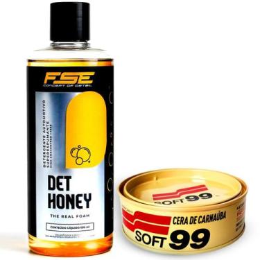 Imagem de Kit Lavagem Automotiva Det Honey 500ml + Cera Carnaúba All Colors 100g