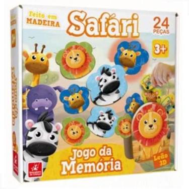 Imagem de Jogo da Memória Safári Leão 3D 24 PÇ Brincadeira de Criança 2419